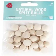 CousinDIY Split Ball Wood Beads 30/Pkg-Natural