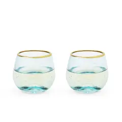 Aqua Bubble Stemless Wine Glass Set