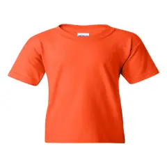 Gildan&reg; Youth Heavy Cotton T Shirt, Short Sleeve Crewneck Tee for Boys and Girls Orange