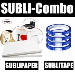 Dye Sub COMBO 4 Rolls BLUE HEAT RESISTANT Tape 6mm x 33m + 100 Sh 8.5&rdquo;x11&rdquo; SUBLIPAPER