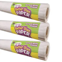 Fun Size Better Than Paper&reg; Bulletin Board Roll, 18" x 12', Vertical White Shiplap, Pack of 3
