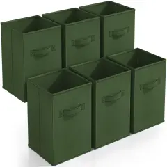 Sorbus 6 Pack 11 Inch Foldable Storage Cubes with Handles- for Organizing Home, Shelves, Nursery, Playroom, Closet and More Dark Green