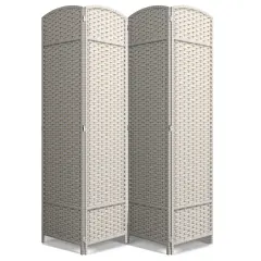 Sorbus 4 Panel Room Divider Panel, 6 ft. Tall Extra Wide Double Hinged Panels - Folding Privacy Screens Beige