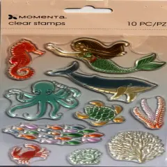 Momenta Mermaid & Sea Life Cling Stamp Set-10 Pieces
