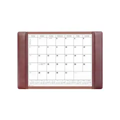 Mocha Leather Desk Pad w/ Calendar, 25.5 x 17.25