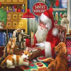 Sunsout Santa's Quilting Workshop 1000 pc Christmas Jigsaw Puzzle 29758