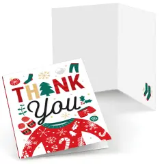 Big Dot of Happiness Christmas Pajamas - Holiday Plaid PJ Party Thank You Cards (8 count)
