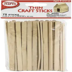 Pepperell Crafts Thin Craft Sticks 75/Pkg-5.75"X0.25"