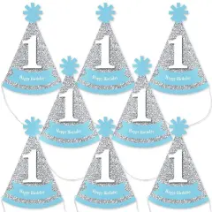 Big Dot of Happiness 1st Birthday Boy - Fun To Be One - Mini Cone First Birthday Party Hats - Small Little Party Hats - Set of 8