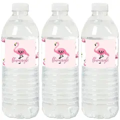 Big Dot of Happiness Pink Flamingo - Party Like a Pineapple - Tropical Summer Party Water Bottle Sticker Labels - Set of 20