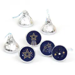 Big Dot of Happiness Starry Skies - Gold Celestial Party Round Candy Sticker Favors - Labels Fits Chocolate Candy (1 sheet of 108)