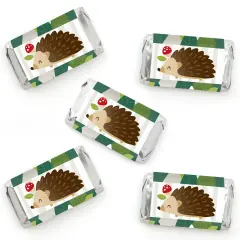Big Dot of Happiness Forest Hedgehogs - Mini Candy Bar Wrapper Stickers - Woodland Birthday Party or Baby Shower Small Favors - 40 Count