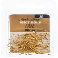 John Bead Earring Fish Hook 18mm 22/Pkg-18kt Gold Plated