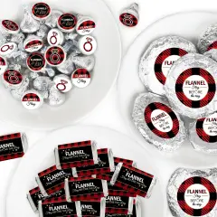 Big Dot of Happiness Flannel Fling Before The Ring - Buffalo Plaid Bachelorette Party Candy Favor Sticker Kit - 304 Pc