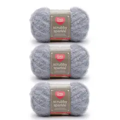 Red Heart Scrubby Sparkle Oyster Yarn - 3 Pack of 85g/3oz - Polyester - 4 Medium (Worsted) - 174 Yards - Knitting/Crochet
