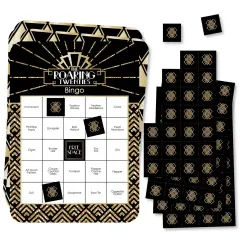 Big Dot of Happiness Roaring 20's - Bar Bingo Cards and Markers - 1920s Art Deco Jazz Party Bingo Game - Set of 18