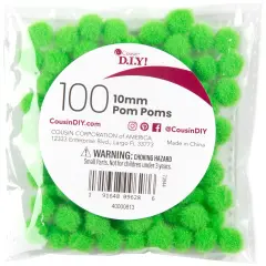 CousinDIY Pom-Poms 10mm 100/Pkg-Kelly Green