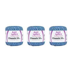 Aunt Lydia Classic Shaded Blues Crochet - 3 Pack of 300y/274m - Cotton - Gauge 10 - Crochet