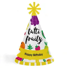 Big Dot of Happiness Tutti Fruity - Cone Frutti Summer Happy Birthday Party Hats for Kids and Adults - Set of 8 (Standard Size)