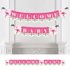 Big Dot of Happiness Pink Flamingo - Party Like a Pineapple - Tropical Summer Baby Shower Bunting Banner - Pink Party Decorations - Welcome Baby