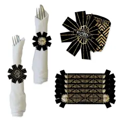 Big Dot of Happiness Roaring 20&rsquo;s - 1920s Art Deco Jazz Party Paper Napkin Holder - Napkin Rings - Set of 24