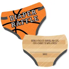 Big Dot of Happiness Nothin' but Net - Basketball - Diaper Shaped Raffle Ticket Inserts - Baby Shower Activities - Diaper Raffle Game - Set of 24