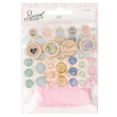 Maggie Holmes Parasol Embellishment Mix 72/Pkg-Buttons, Dots, Ribbon & Twine
