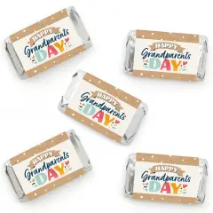 Big Dot of Happiness Happy Grandparents Day - Mini Candy Bar Wrapper Stickers - Grandma & Grandpa Party Small Favors - 40 Count