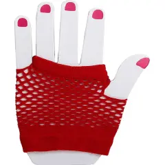 Adult'sRed Fingerless Fishnet Gloves Burlesque Costume Accessory