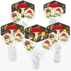 Big Dot of Happiness Wild Mushrooms - Red Toadstool Party Centerpiece Sticks - Table Toppers - Set of 15