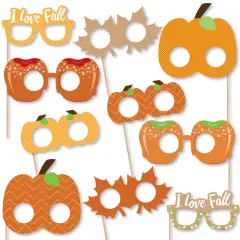 Big Dot of Happiness Pumpkin Patch Glasses and Masks - Paper Card Stock Fall, Halloween or Thanksgiving Party Photo Booth Props Kit - 10 Count