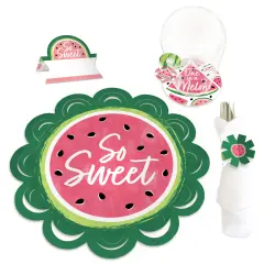 Big Dot of Happiness Sweet Watermelon - Fruit Party Paper Charger and Table Decorations - Chargerific Kit - Place Setting for 8