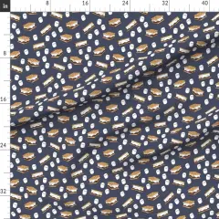 Various Fabrics by the Yard or Fat Quarter Marshmallows Adventure Blue Food Camping Custom Printed Fabric by Spoonflower