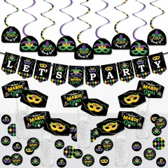 Big Dot of Happiness Colorful Mardi Gras Mask - Masquerade Party Supplies Decoration Kit - Decor Galore Party Pack - 51 Pieces