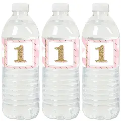 Big Dot of Happiness 1st Birthday Girl - Fun to be One - First Birthday Party Water Bottle Sticker Labels - Set of 20