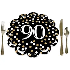 Big Dot of Happiness Adult 90th Birthday - Gold - Birthday Party Round Table Decorations - Paper Chargers - Place Setting For 12