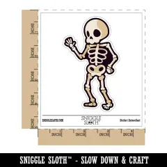 Cute Skeleton Waving Waterproof Vinyl Phone Tablet Laptop Water Bottle Sticker Set - 5 Pack