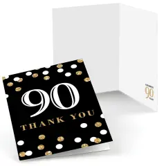 Big Dot of Happiness Adult 90th Birthday - Gold - Birthday Party Thank You Cards (8 count)