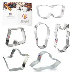 Beach Cookie Cutters 6 Pc Set. USA Tin Plate Steel - By CookieCutter.Com