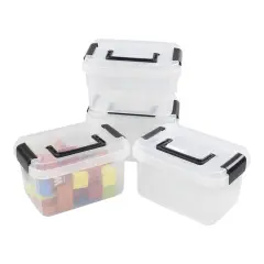 4 Pieces 2 L Clear Mini Plastic Storage Box, Tiny Clear Storage Bin