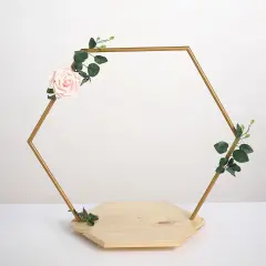 Gold 28 in Geometric Hexagon Wood Metal Arch Cake Display
