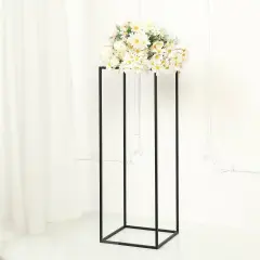 2 pcs 32-Inch Black Matte Metal Geometric Stands Flower Vase