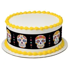 Dia de los Muertos Skulls Edible Cake Topper Image Strips