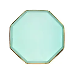 Elegant Mint Green & Gold Small Dessert Plate - Set of 8 for Any Celebration