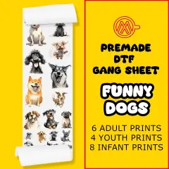 Funny Dogs Direct-to-Film DTF Transfer Gang Sheets - 22x60