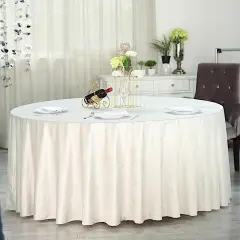 120-Inch Classic Round Premium Velvet Tablecloth Ivory