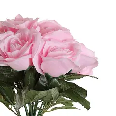 12-Inch Velvet Roses Artificial Flower Bouquet Pink