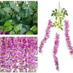 12Pcs Artificial Wisteria Vine Garland Red purple