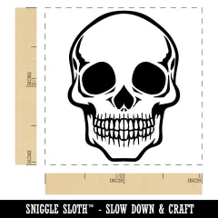 Spooky Human Skull Bone Self-Inking Rubber Stamp Ink Stamper Red