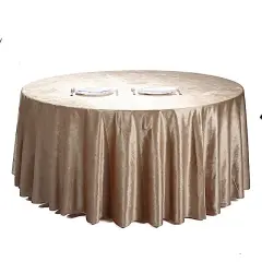 120-Inch Classic Round Premium Velvet Tablecloth Champagne